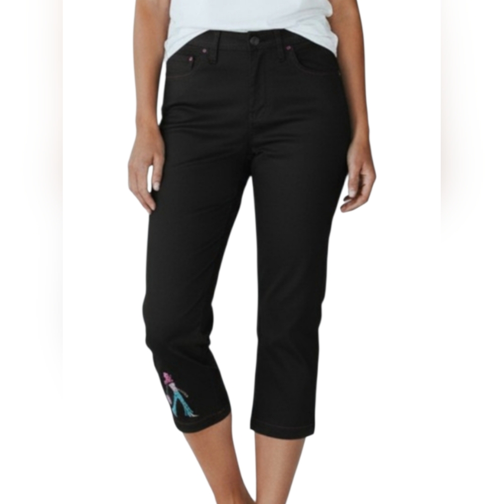 Vanity Collection Women's Cropped Pants Size Large 34x25 Embroidered Embellished
